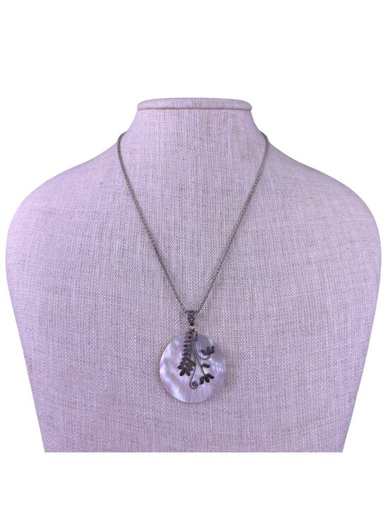 Ati Jewelry - Vintage ATI Silver 925 Womens White Mother Of Pearl Floral Pendant Necklace